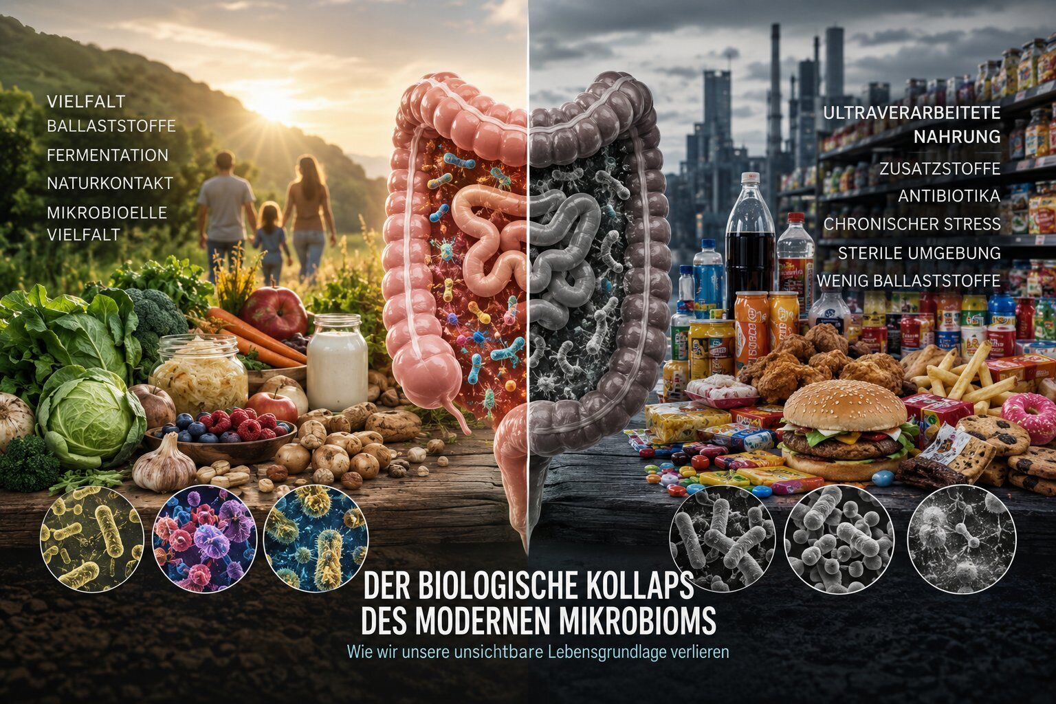Darm, Darmflora, Mikrobiom, Lebensmittel, Fermentation, Mikrobiom, Lebensmittel, Nahrungsergänzung, Fermentation, Mikroben