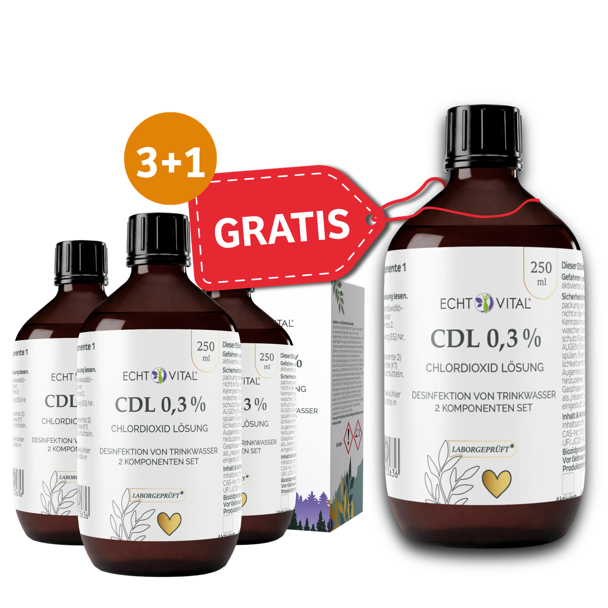 Essen, Würzen, Sirup, Chlordioxid Lösung, Desinfektion, Trinkwasser, 2 Komponenten, Flasche 250 ml, Chloride, Chlordioxid, Lösung, Desinfektion, Trinkwasser, chloriniges_sauerstofflösung, Desinfektion, Flasche_flüssigkeit, medizinische_qualität, 2-teilige
