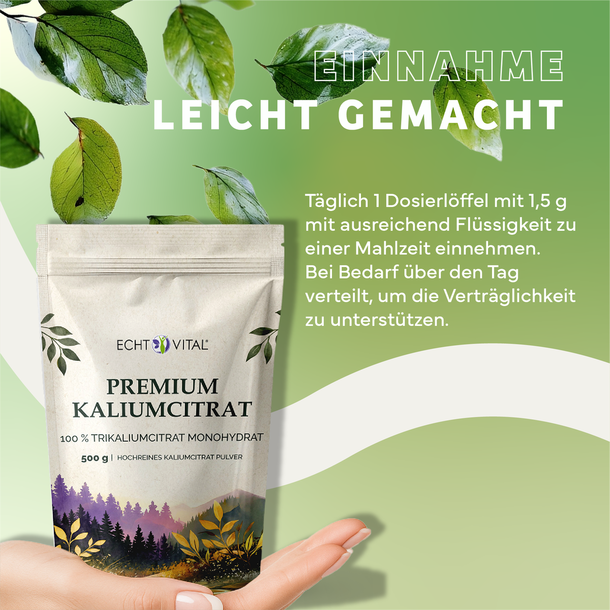 Werbung, Plakat, Kräuter, Pflanze, Blatt, Kaliumcitrat, Pulver, 500 g, Kleines Paket, Kaliumcitrat Monohydrat, Kaliumcitrat, Trik Kaliumcitrat, Pulver, 500 g, Premium