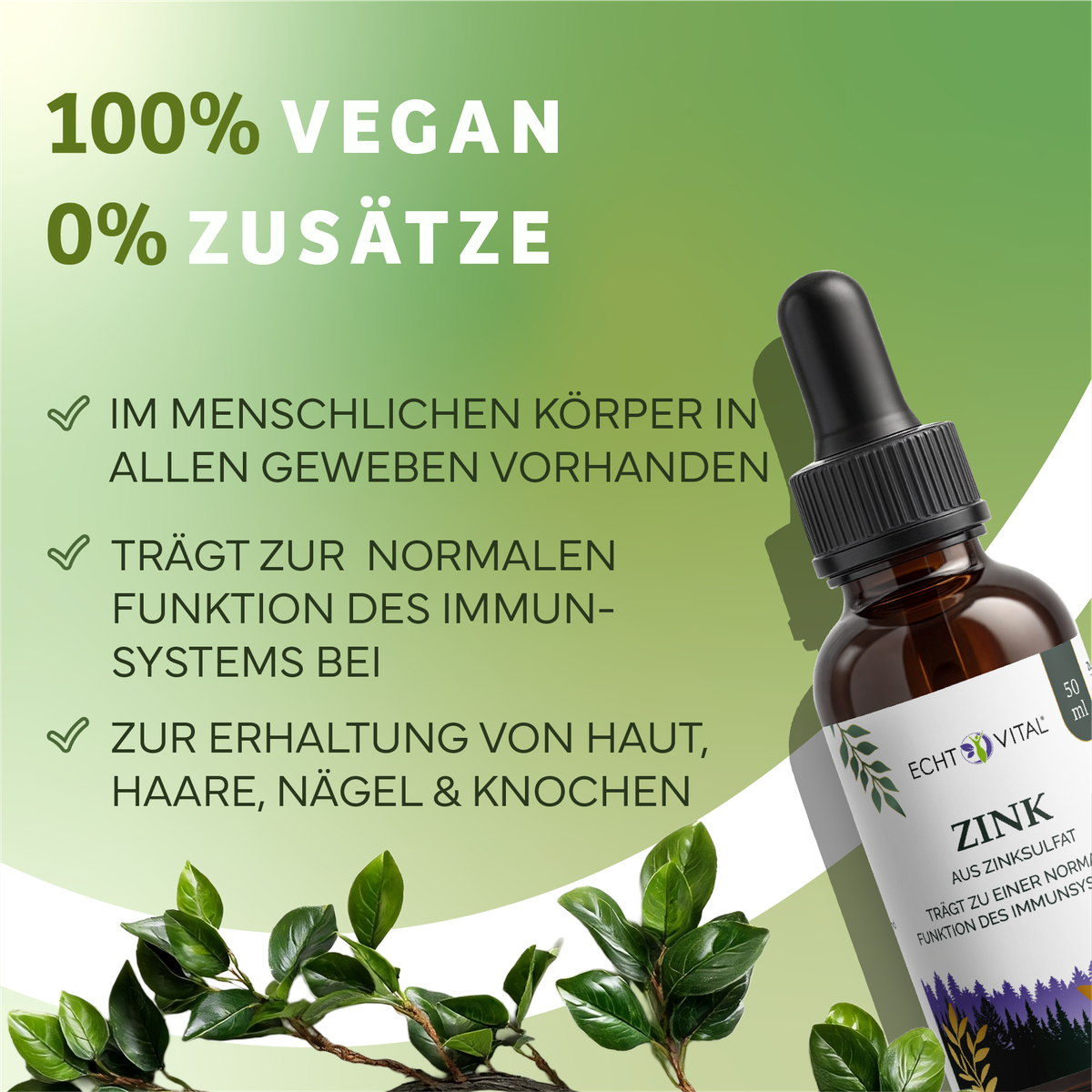 zinksalz, zinkflüssigkeit, natürliche ernährung, gesundheit, natürliche pflege, Zink, Zinksalze, Vital-Tropfen, Flasche, Naturkosmetik
