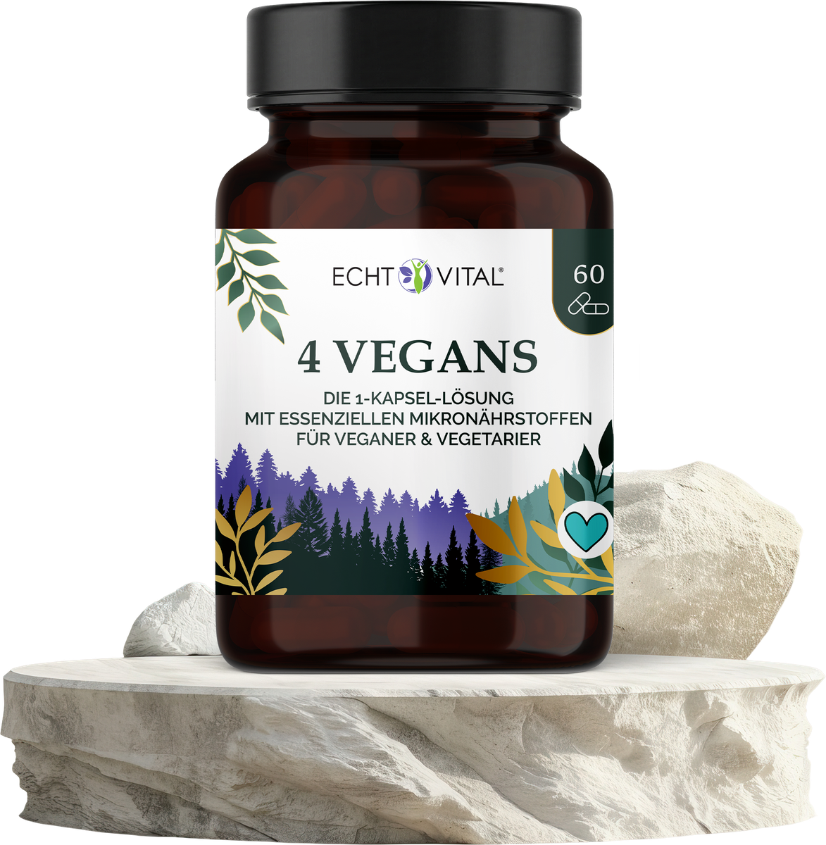 4 Vegans - Die 1 Kapsel-Lösung - ECHT VITAL Premium Qualität