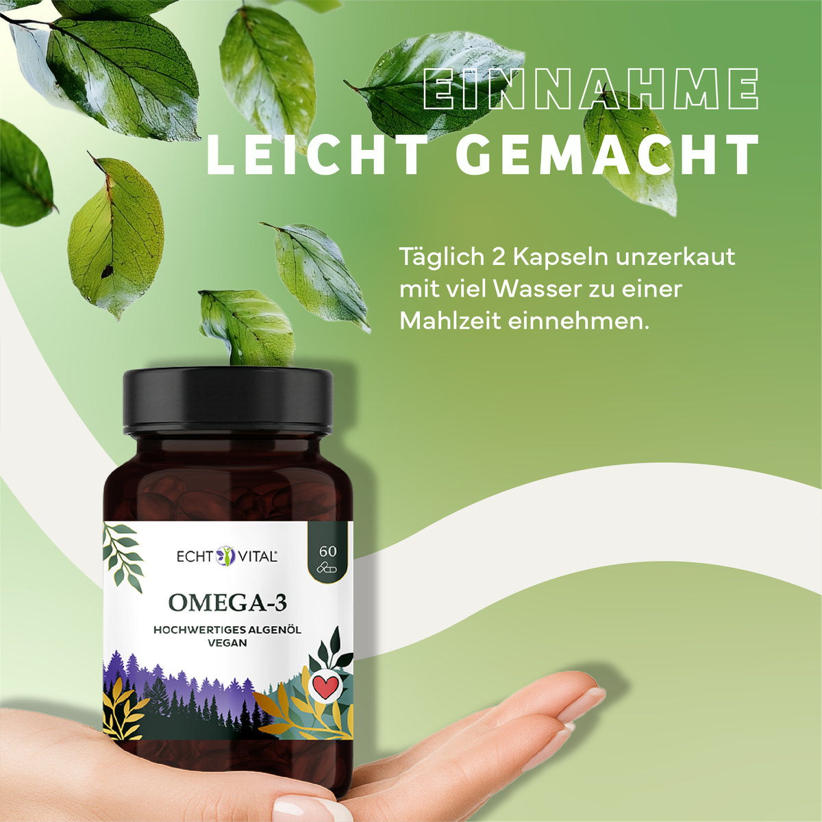 Kräuterig, Kräuter, Werbung, Astragalus, Blatt, Omega-3, Kapseln, Vegan, Hochwertiges Algenöl, Nahrungsergänzung
