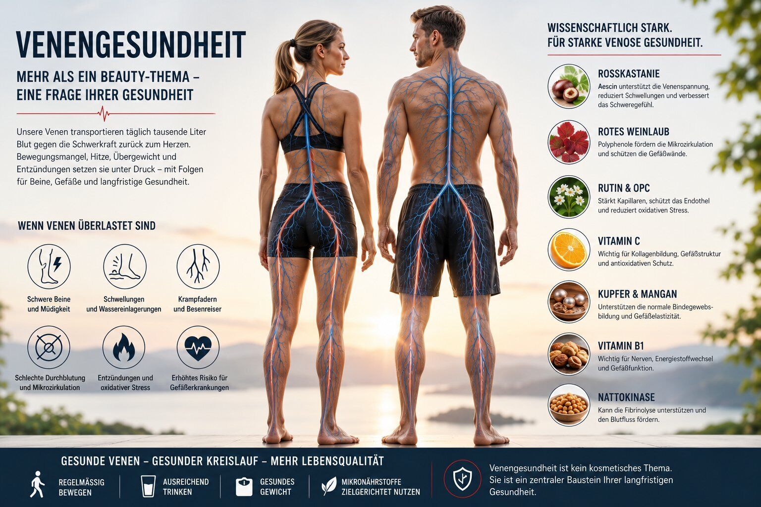 venen-Gesundheit, venöse Gesundheit, Anatomie, Beine, Infografik Gesundheit, Venengesundheit, Venen, Beine, Blutkreislauf, Körper