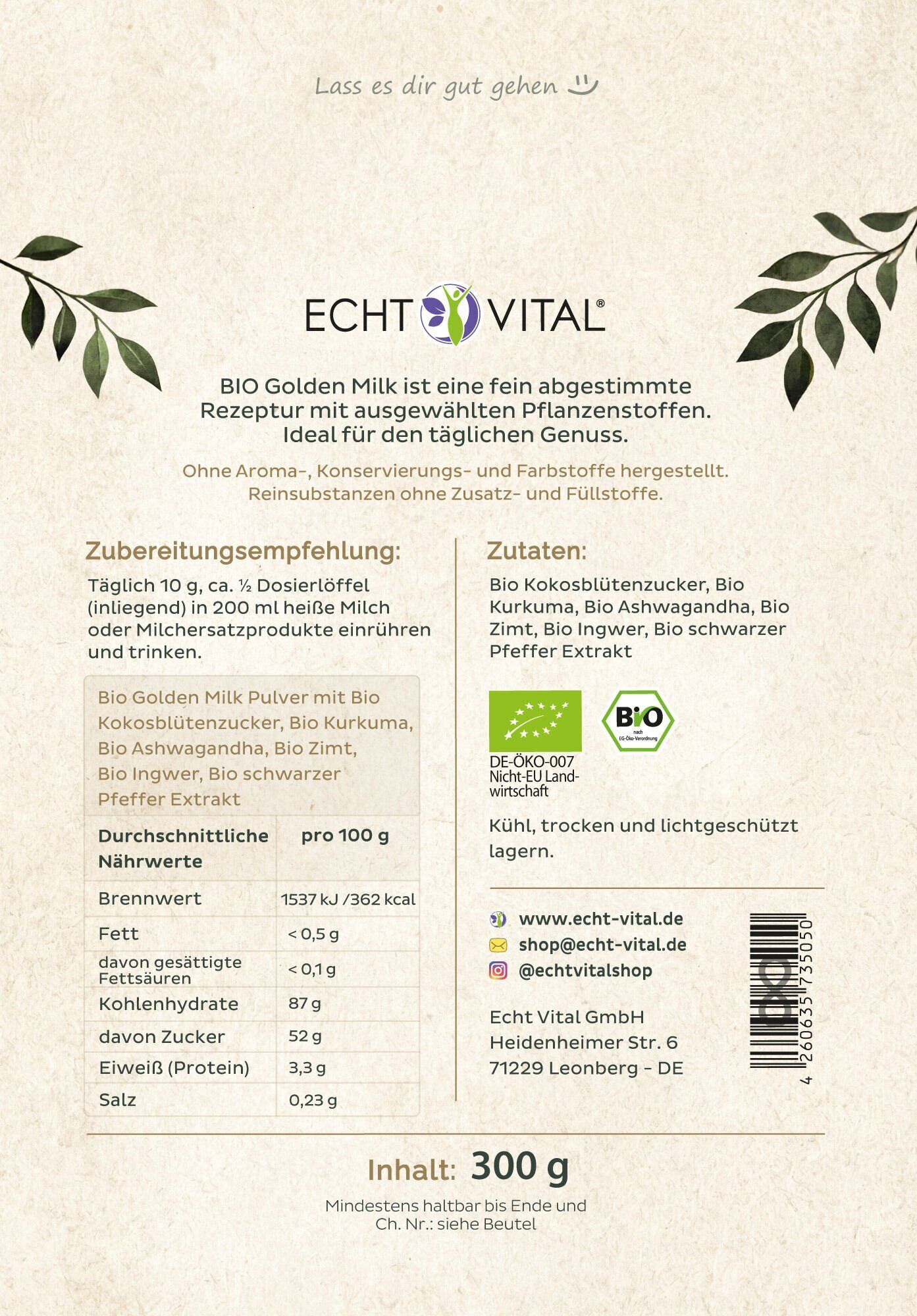 Seite, Text, Speisekarte, Bio, Golden Milk, Kokosblütenzucker, Ashwagandha, Pfeffer Extrakt