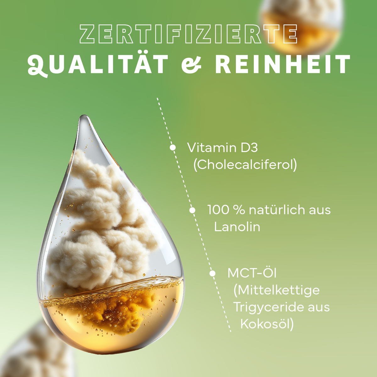 Werbung, Werbung, tropfen, öle, lanolin, vitamin d3, mct-öl