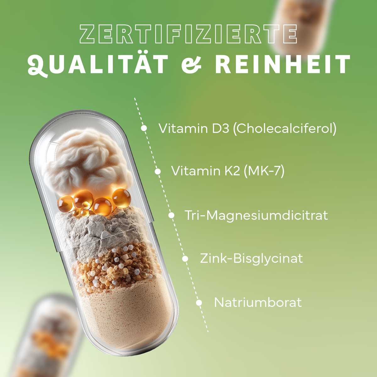 Werbung, Werbung, Werbung, Vitamin D3, Vitamin K2, Tri-Magnesium Citrate, Zinc Bisglycinat, Natriumborat