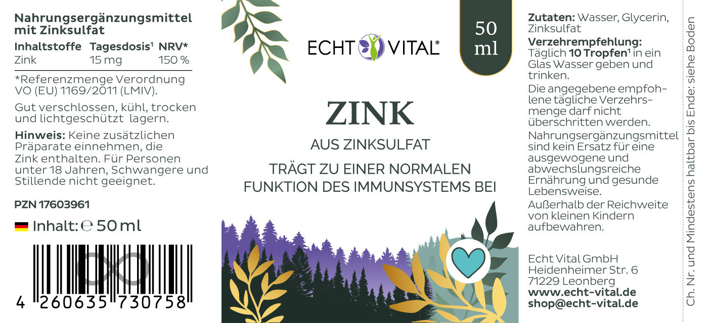 zink, zinksulfat, pulver, 50 ml, inhalt 50 ml