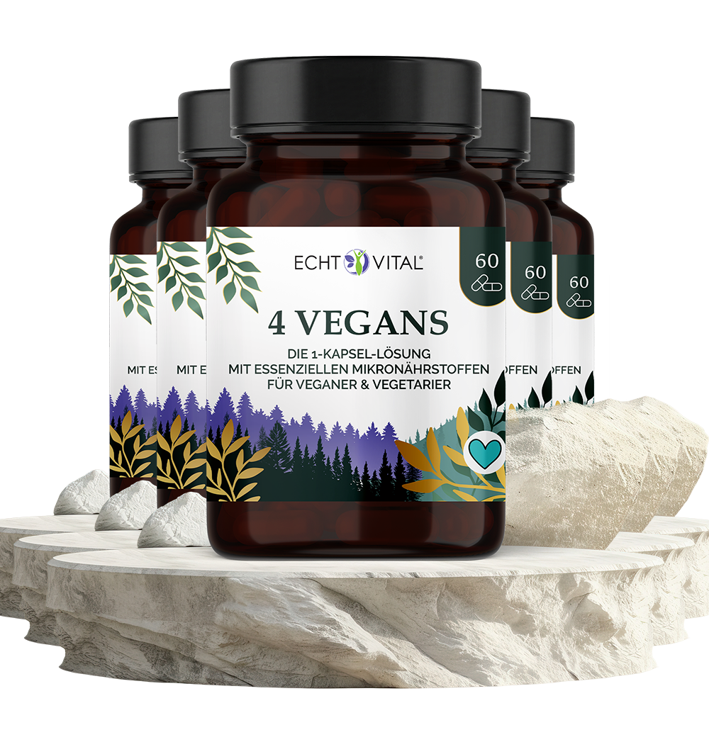 4 Vegans - Die 1 Kapsel-Lösung - ECHT VITAL Premium Qualität
