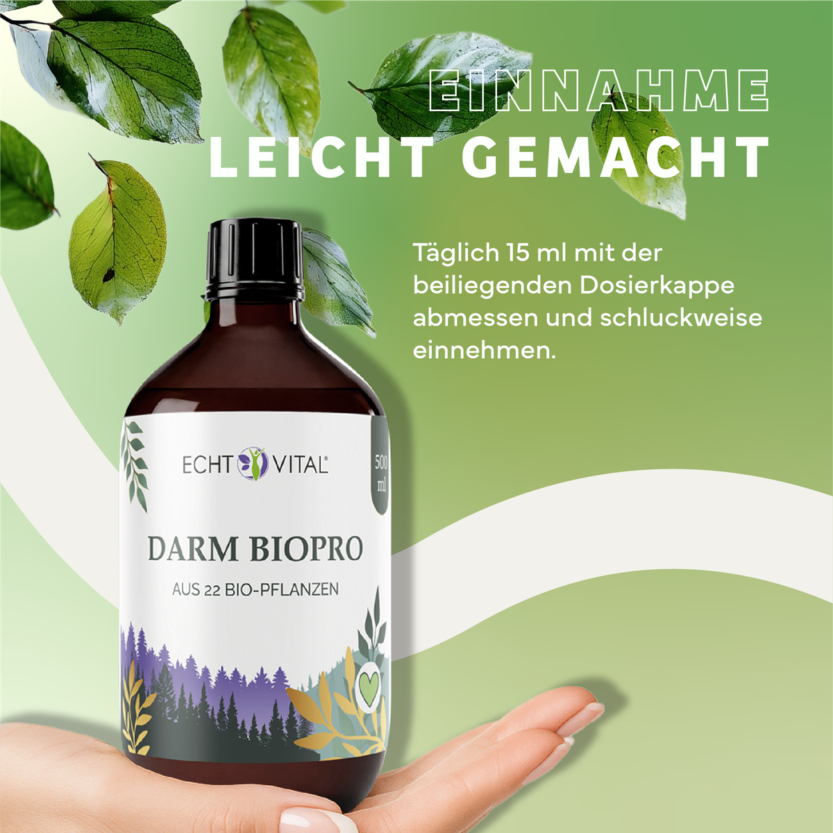 Kräuter, Werbung, Sirup, Plakat, Darmöl, Bioprö, Bio-Pflanzen, Vitalprodukt, Fläschchen, Darm BioPro, Darmgesundheit, Bioprodukt, Bio-Pflanzen, Flüssigkeitsergänzung