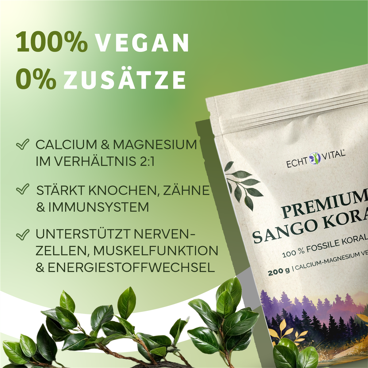 Werbung, Plakat, Kräuter, Pflanze, vegan, calcium-magnesium, Supplement, Verpackung, Blätter, Verpackung, Sango, Koral, Kaffeine, Vital
