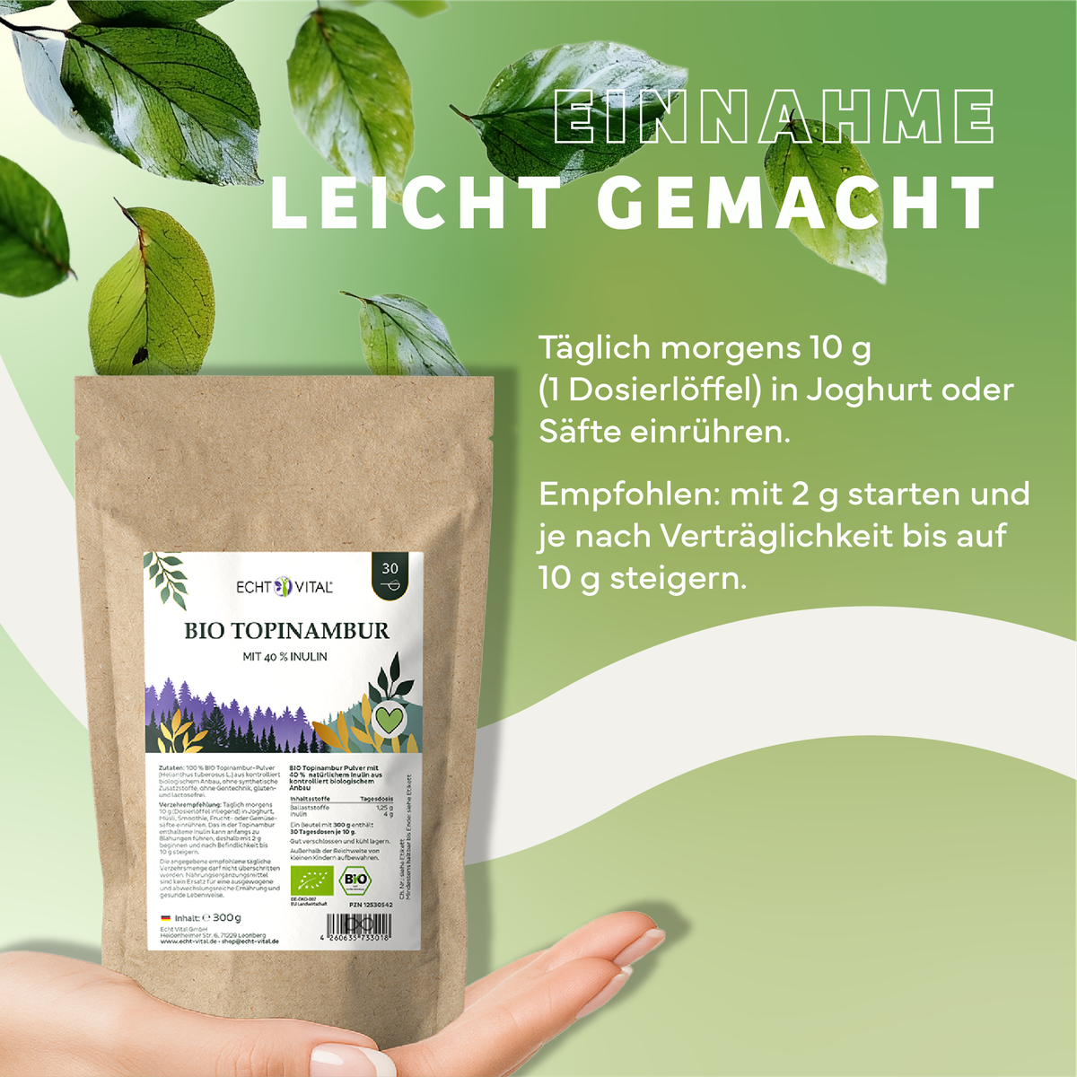 Kräuter, Werbung, Plakat, Blatt, Bio Topinambur, Topinambur Pulver, BIO, Inulin, Bio Lebensmittel