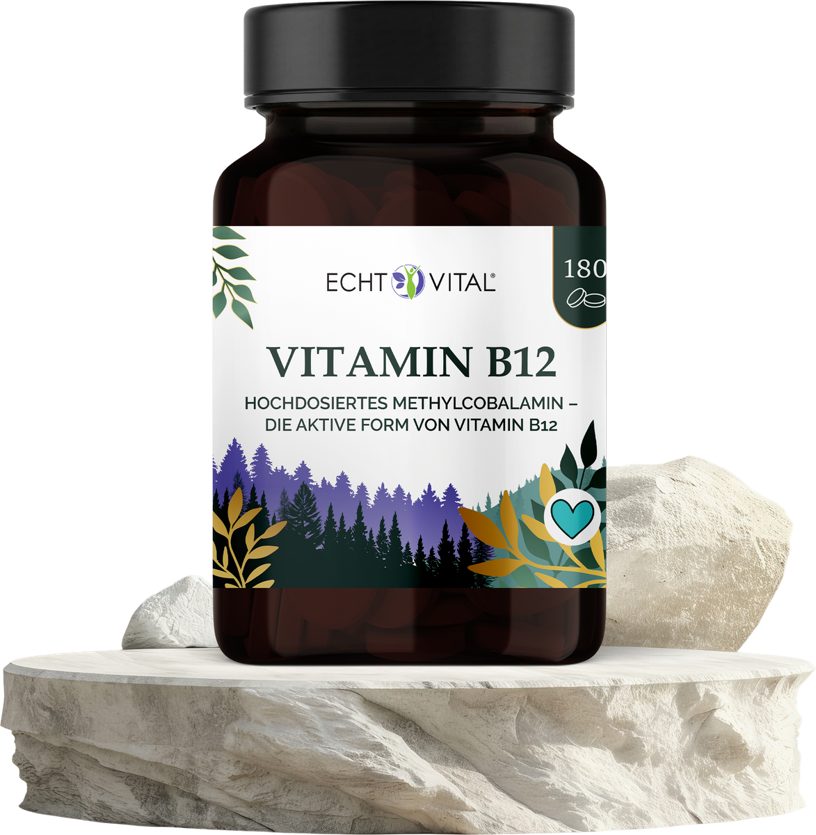 Kräuterig, Kräuter, Pflanze, Astragalus, Blume, Vitamin B12, Methylcobalamin, Nahrungsergänzung, Tabletten, 180 Stück