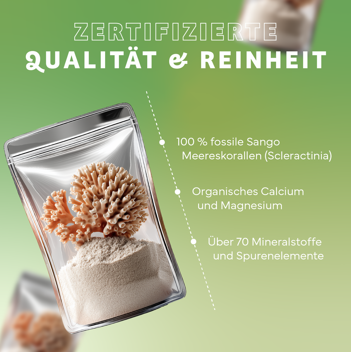 Puder, Werbung, Puder, Werbung, Deko-Objekt, Meerestiere, Skelettkoralle, Pulver, Glasbehälter
