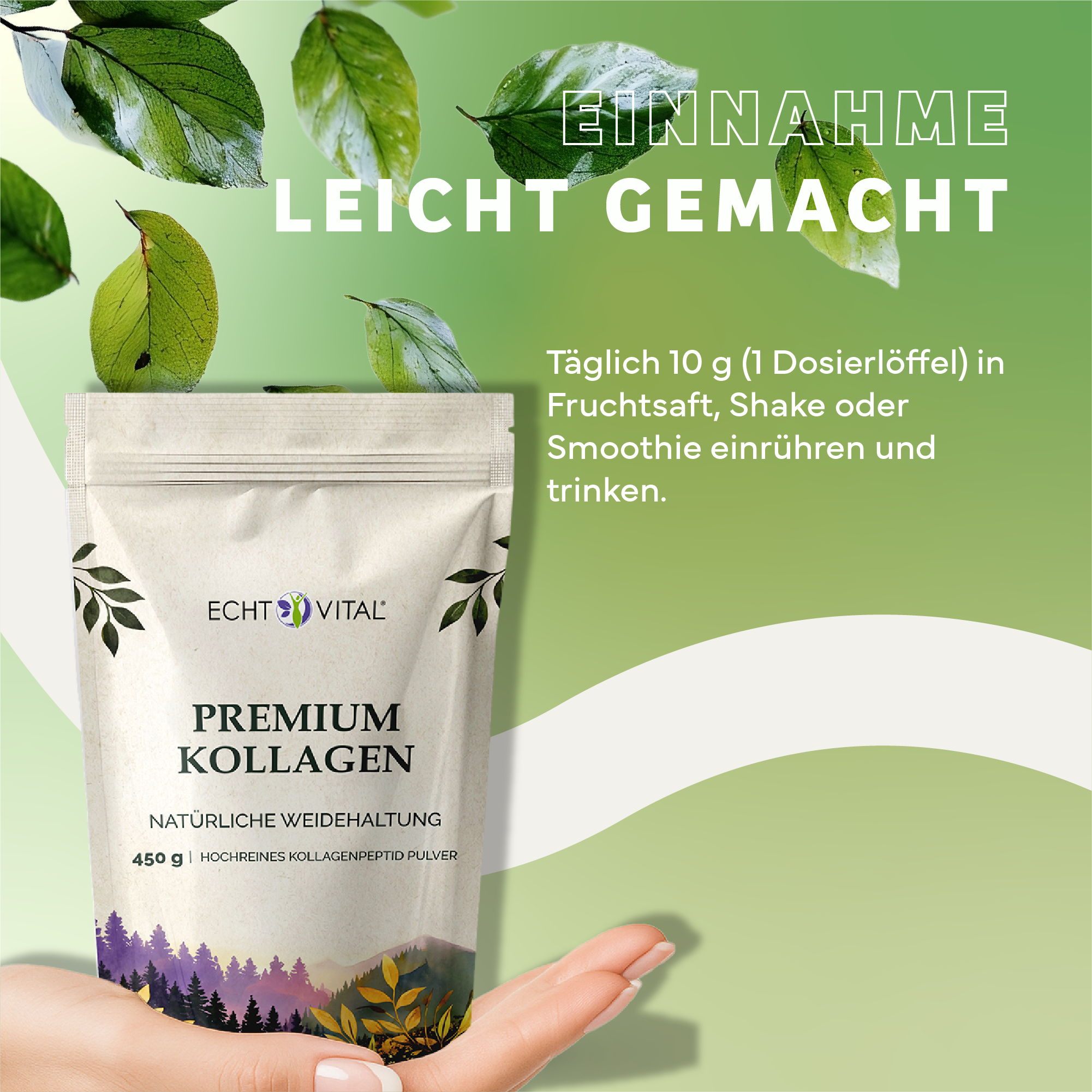 Werbung, Plakat, Kräuter, Pflanze, Blatt, Kräuter, Werbung, Plakat, Blatt, Kollagen, Nahrungsergänzung, Naturliches Kollagen, Kollagenpulver, Premium