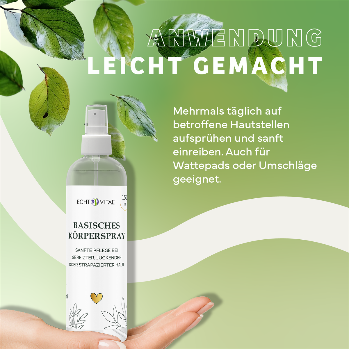 Werbung, Kräuterig, Kräuter, Pflanze, Plakat, Körperspray, Basisches Spray, Handliches Fläschchen, Pflegespray, Nature-Design, Körperspray, Basisches Spray, Pflegeprodukt, Hautpflege, 150 ml