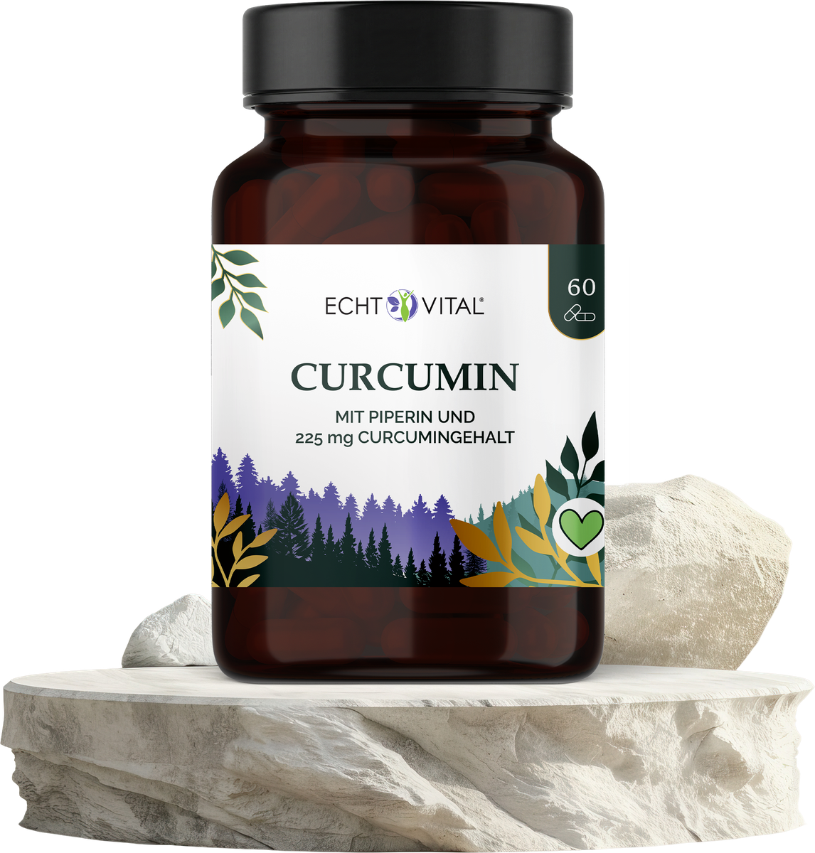 Curcumin mit Piperin - ECHT VITAL Premium Qualität