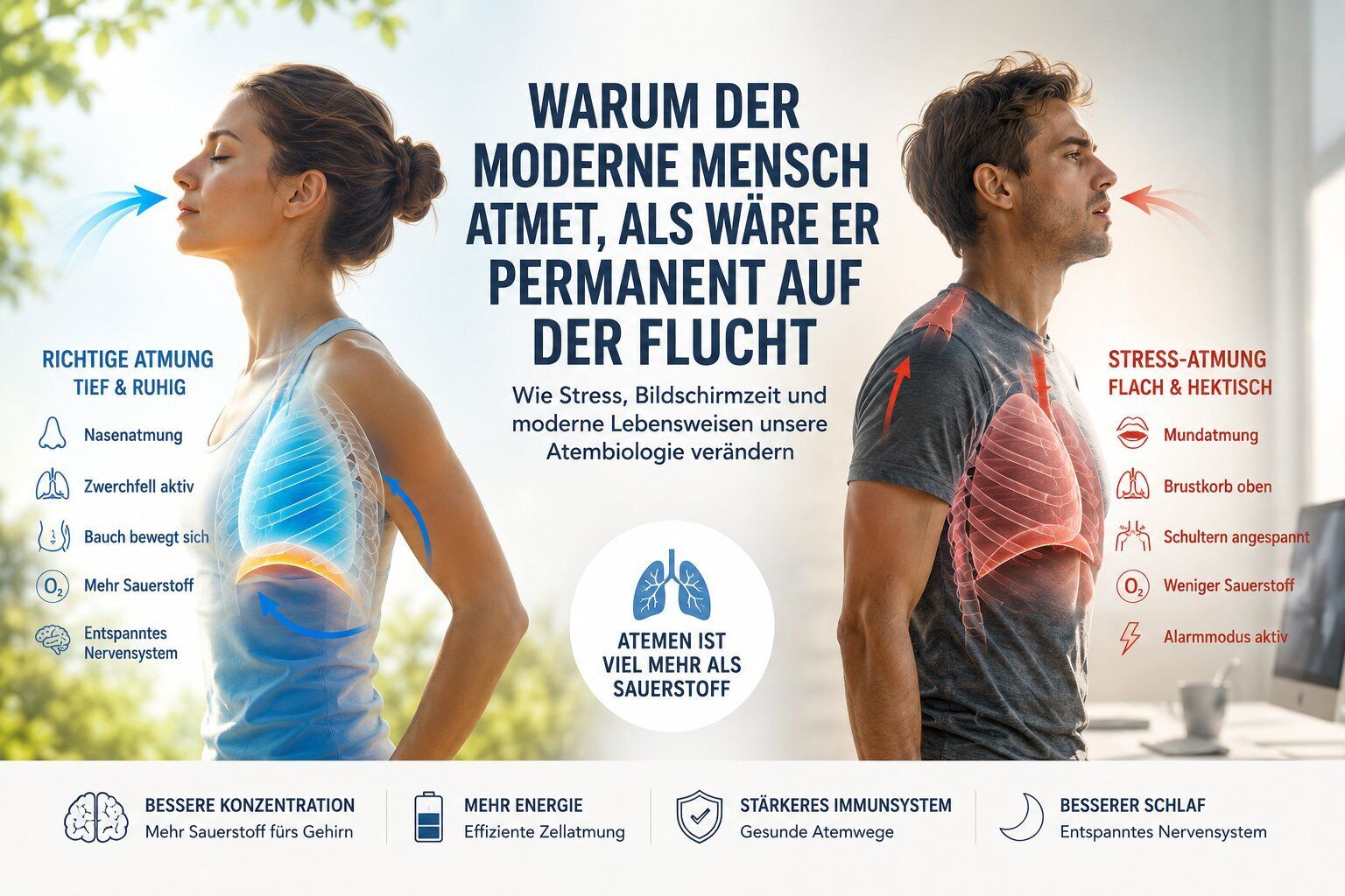 Brustkorb, Atemweg, Lunge, Stress-Atemung, Zonen-Patin, Atmung, Nasenatmung, Brustkorb, Lunge, Stressatmung