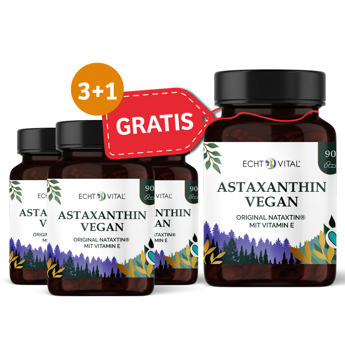 Astaxanthin, Vegan, Nahrungsergänzung, Vitamin E, Original Natxtin, Astaxanthin, Vegan, Nahrungsergänzung, Original Natxtin, Vitamin E