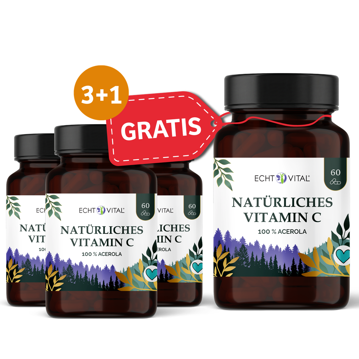 Essen, Würzen, Sirup, Kräuterig, Kräuter, Pflanze, Vitamin C, Nahrungsergänzung, Acerola, Flasche, Tablettenflasche, Vitamin C, Natürliche, Acerola, Tabletten, 60 Stk