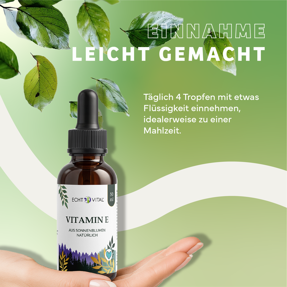 Vitamin E, Vitamin E Öl, Fläschchen, Tropfen, Naturkosmetik, Vitamin E, Tropfflässig Tropf, 50 ml, braune Glasflasche, natürlicher Extrakt