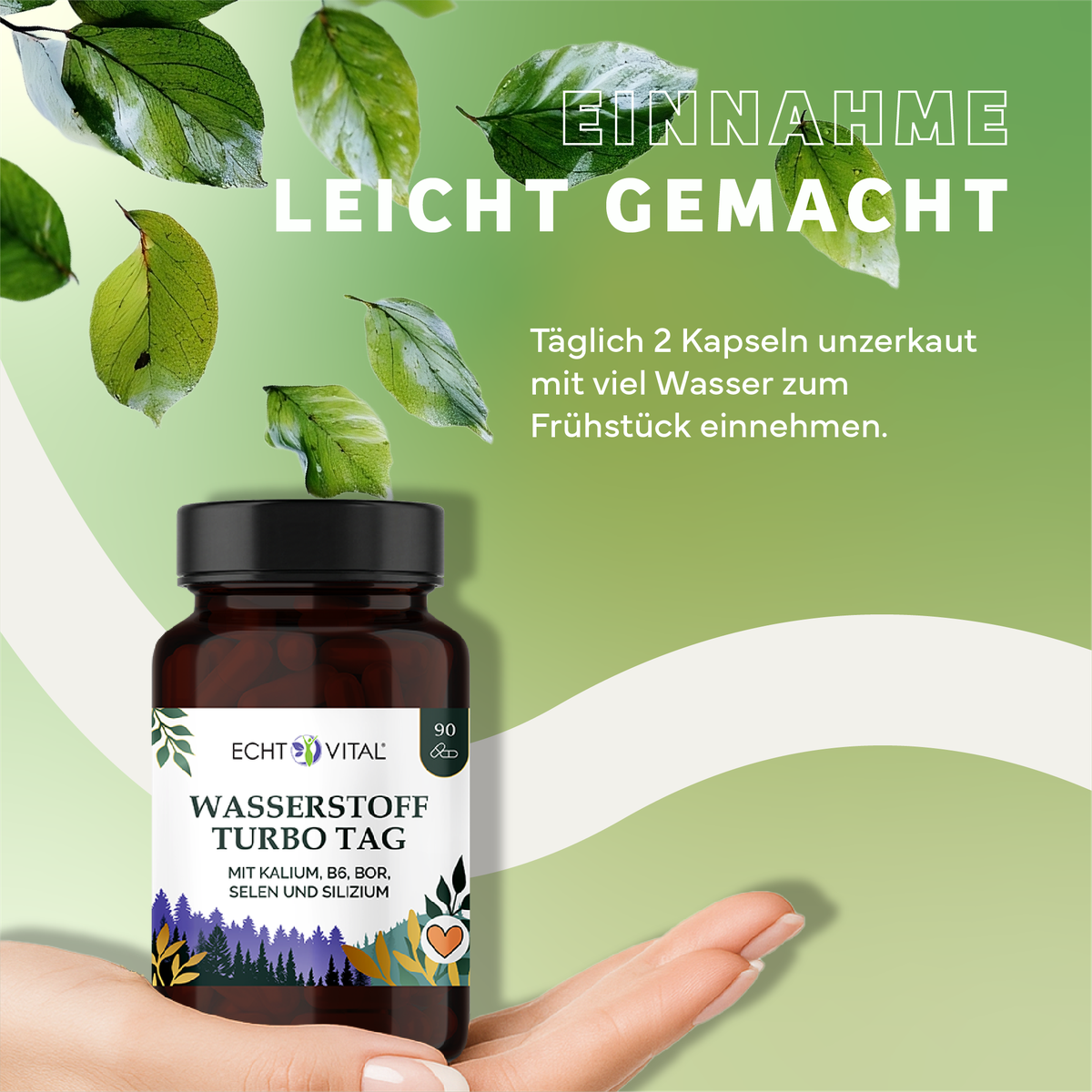 Wasserstoff, Turbo-Tag, Nahrungsergänzung, Kapseln, Kalium-B6-Bor-Silizium