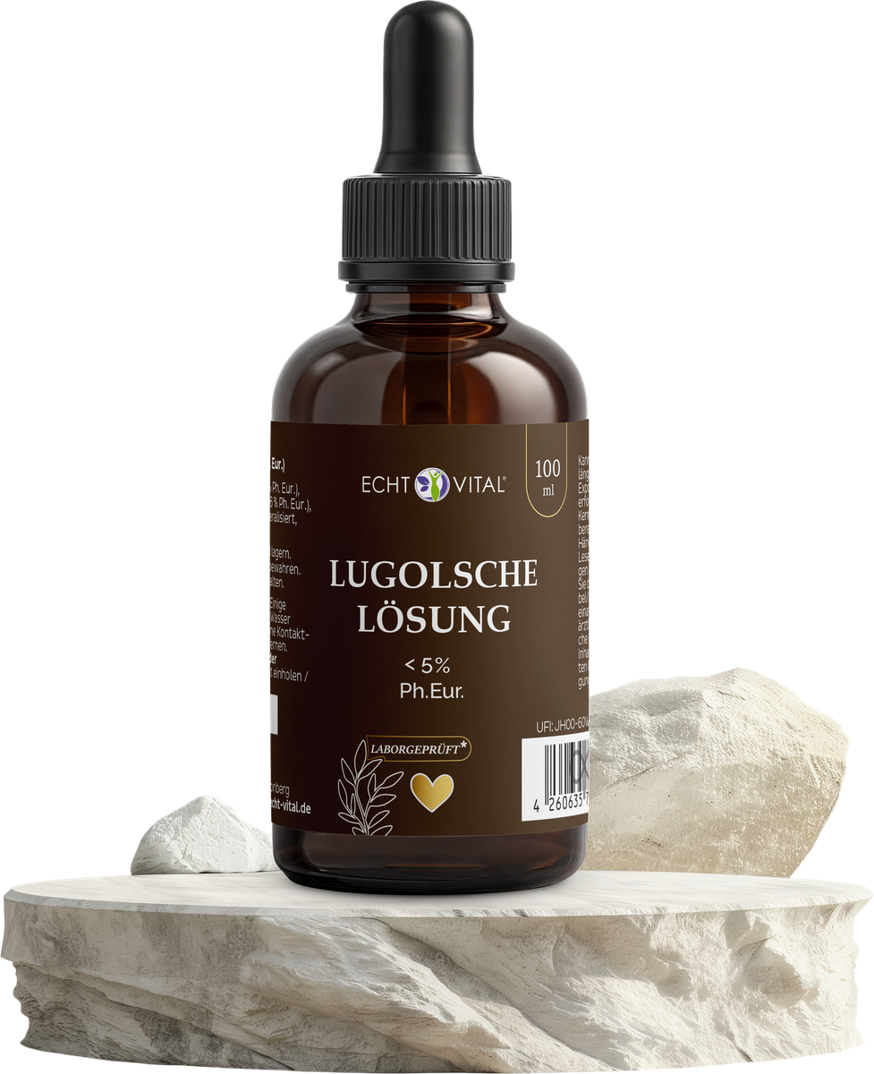 Flasche, Kosmetik, Parfüm, Kräuterig, Pflanze, Lugolsche Lösung, Lösung, Ph.Eur., 100 ml, Augenpflege?, Lugolsche Lösung, Lösungsflasche, 100 ml, Braunglas, Ph-Wert senkendes