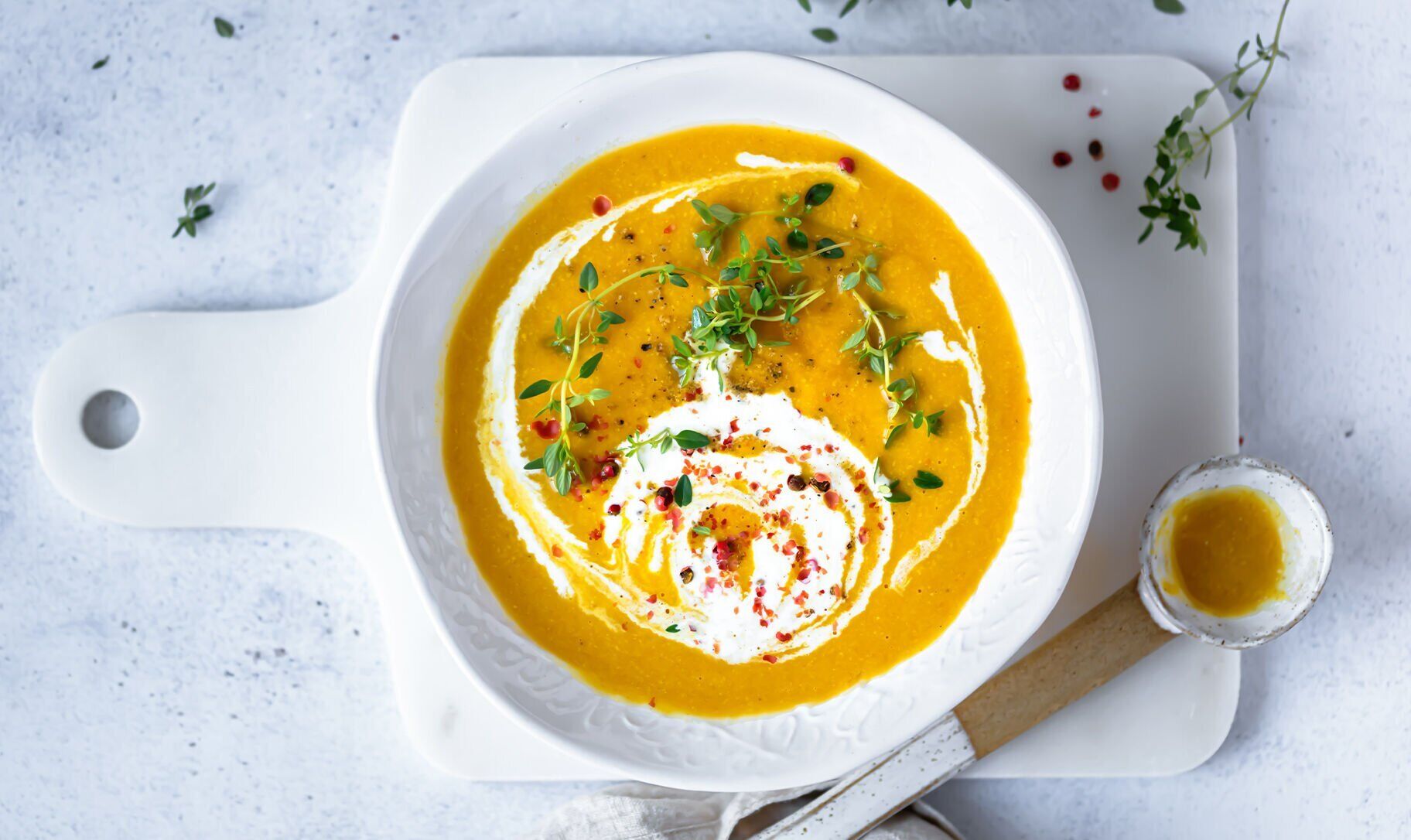 Kürbissuppe, Suppe, Kürbis, Sahne, Kräuter