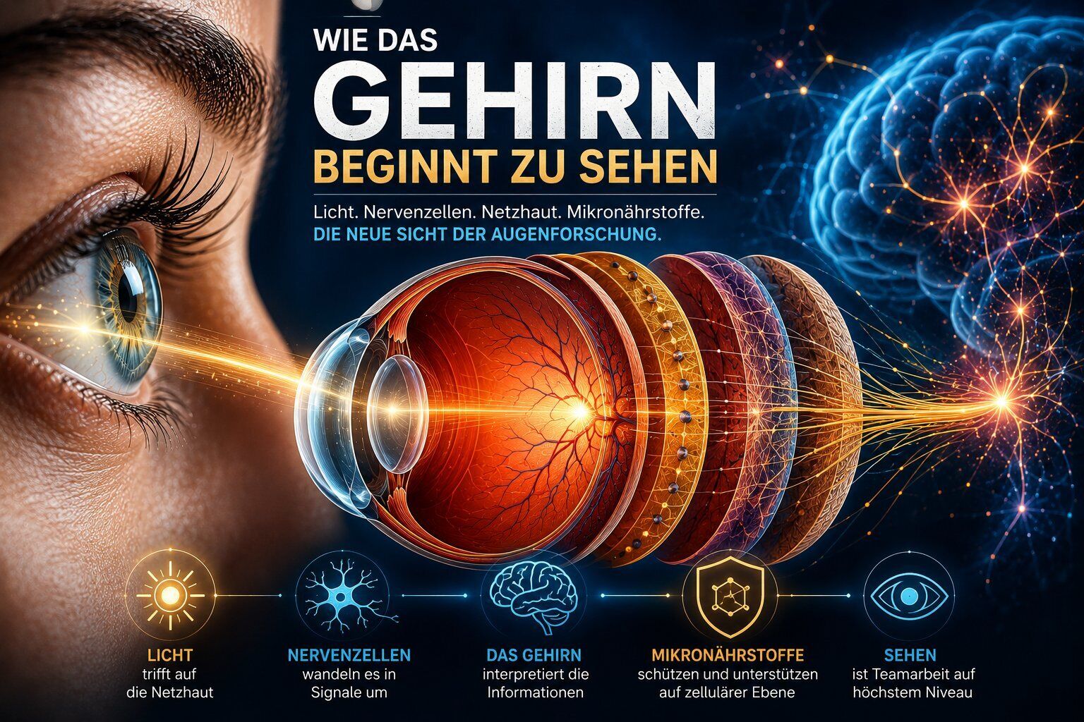 Auge, Gehirn, Abbildung, Nervenzellen, Mikronährstoffe, auge, eye, brain, neuronen, mikronährstoffe