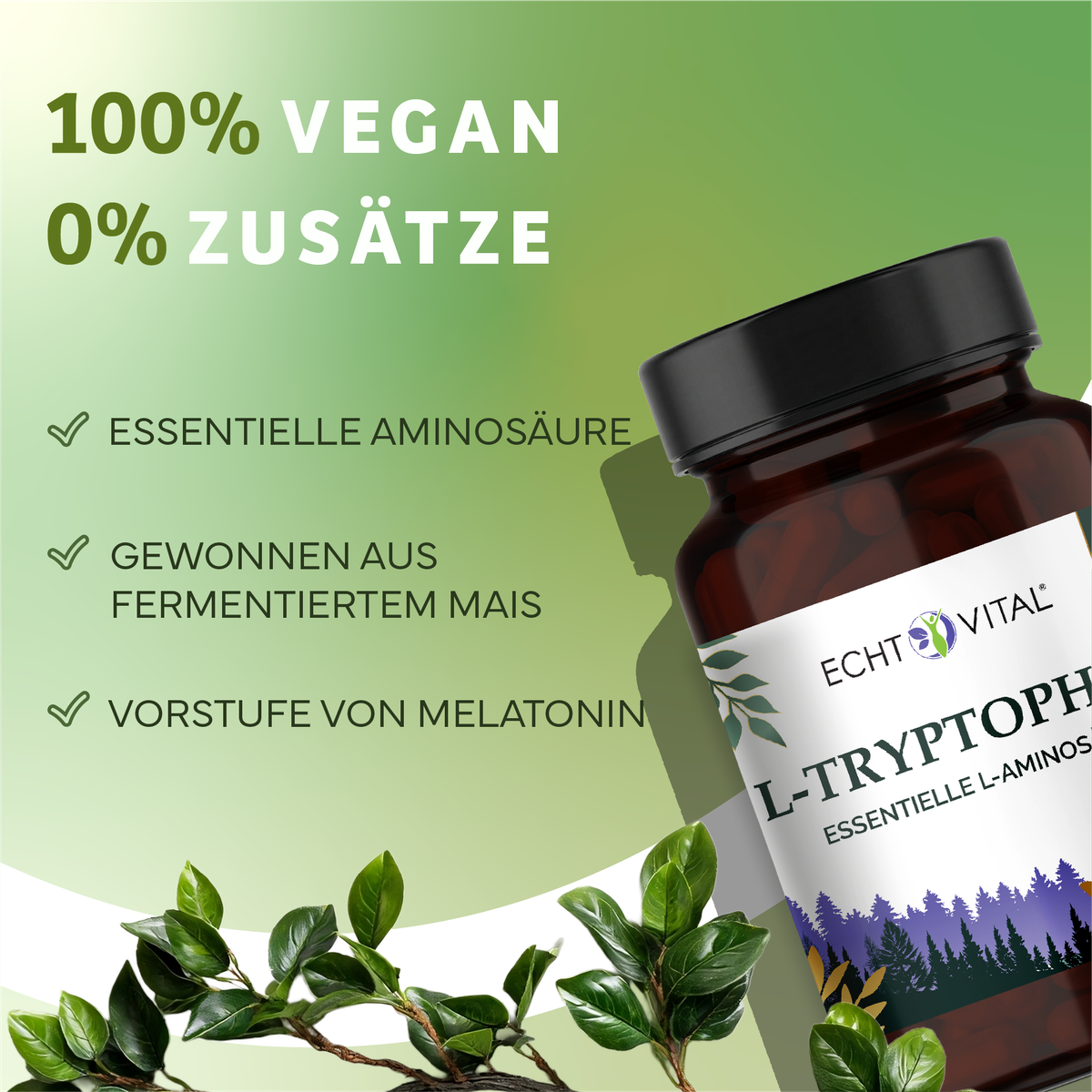 Flasche, Nahrungsergänzung, Vegan, Aminosäuren, L-Tryptophan
