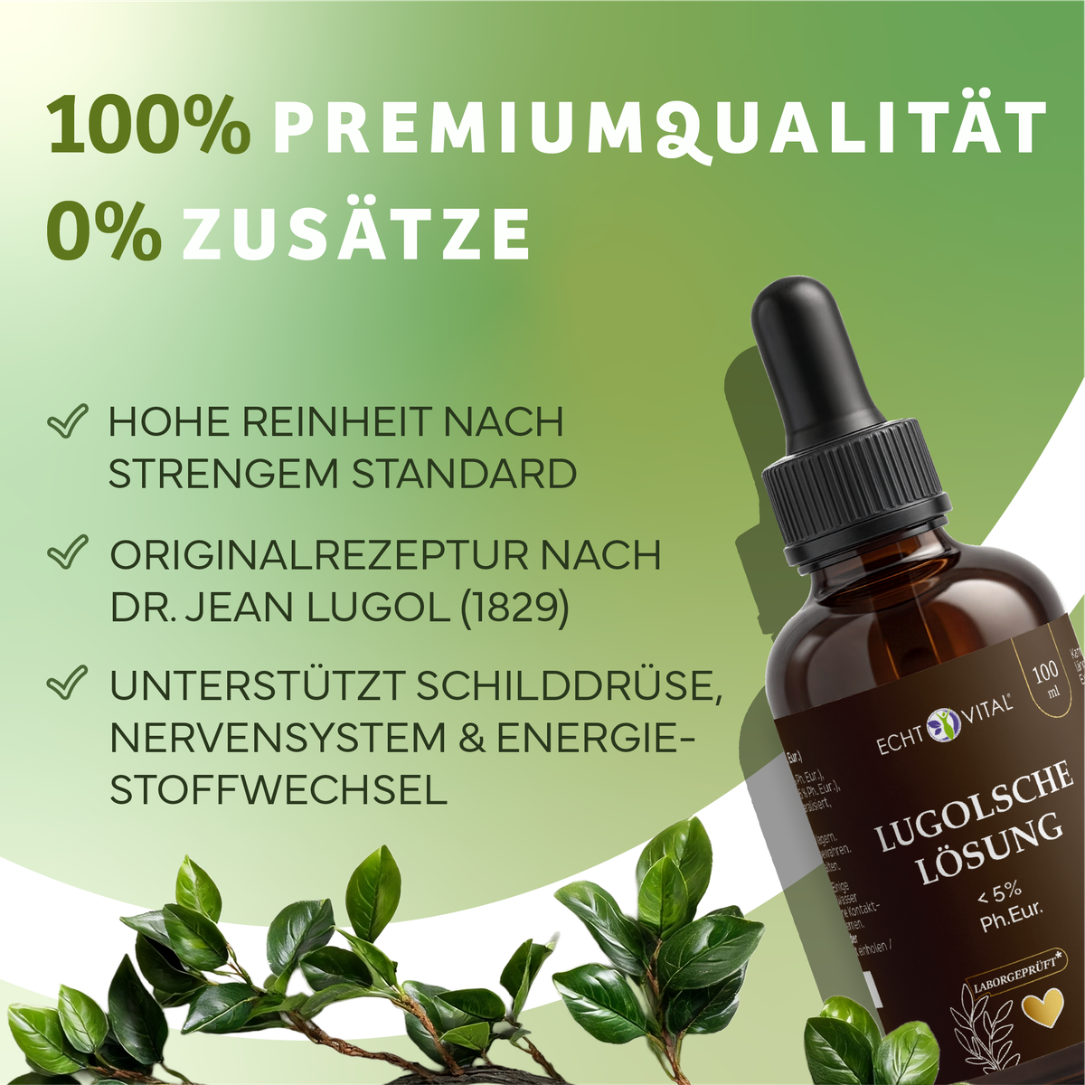 Kräuter, Werbung, Plakat, Flasche, Lotion, Tinktur, Flasche, Serum, Tropfen, Lösung, Tropfen, Flasche, Sirup, Lugolsche Lösung