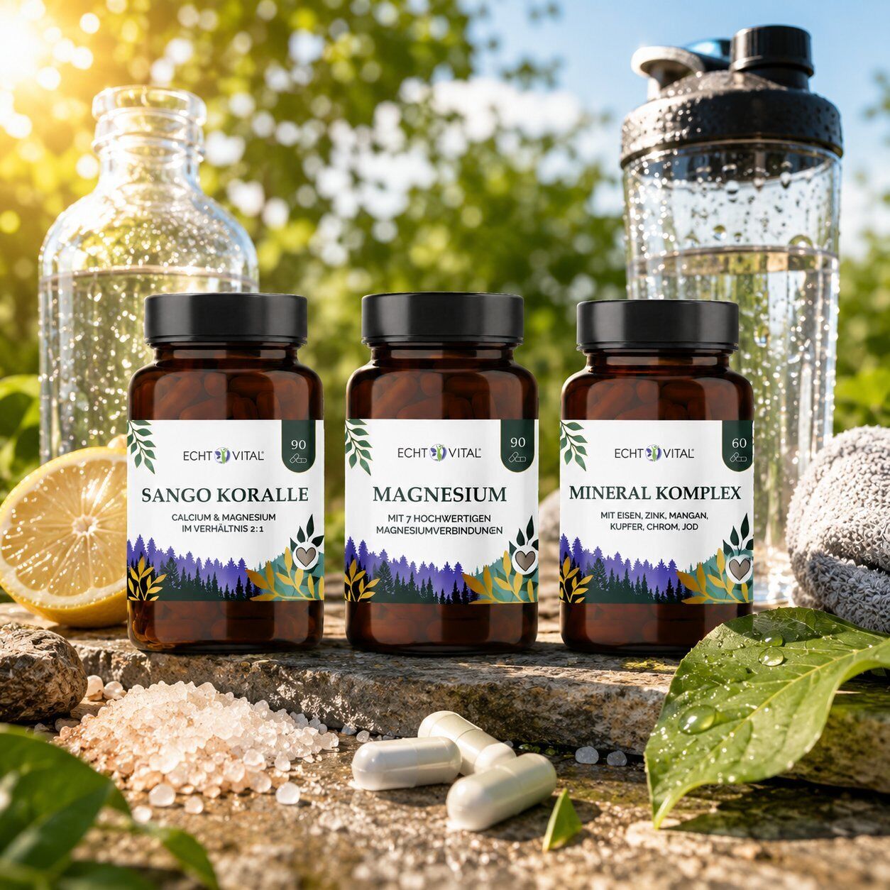 Sango Koralle, Magnesium, Mineralkomplex, Nahrungsergänzung, Kapseln, Magnesium, Mineralisches Komplex, Kalzium, Kapseln, Nahrungsergänzung