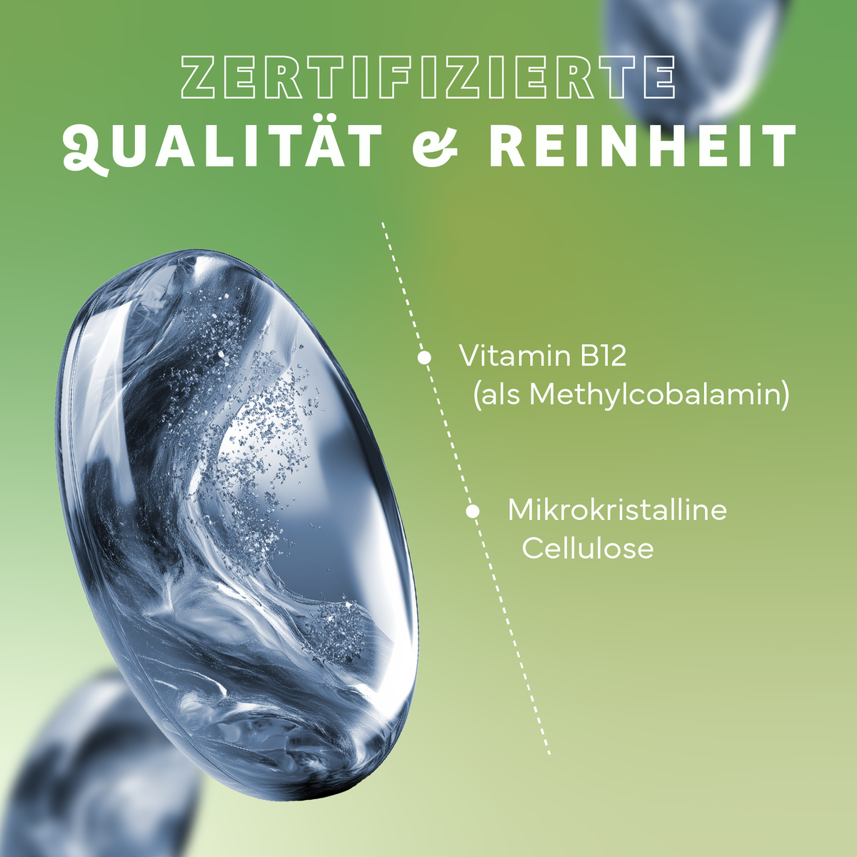 Werbung, Plakat, Kugel, Werbung, Plakat, Kugel, Werbung, Plakat, Sphäre, Werbung, Plakat, Sphäre, Vitamin B12, Methylcobalamin, Mikrokristalline Cellulose, Nahrungsergänzung, Tablettenkapsel