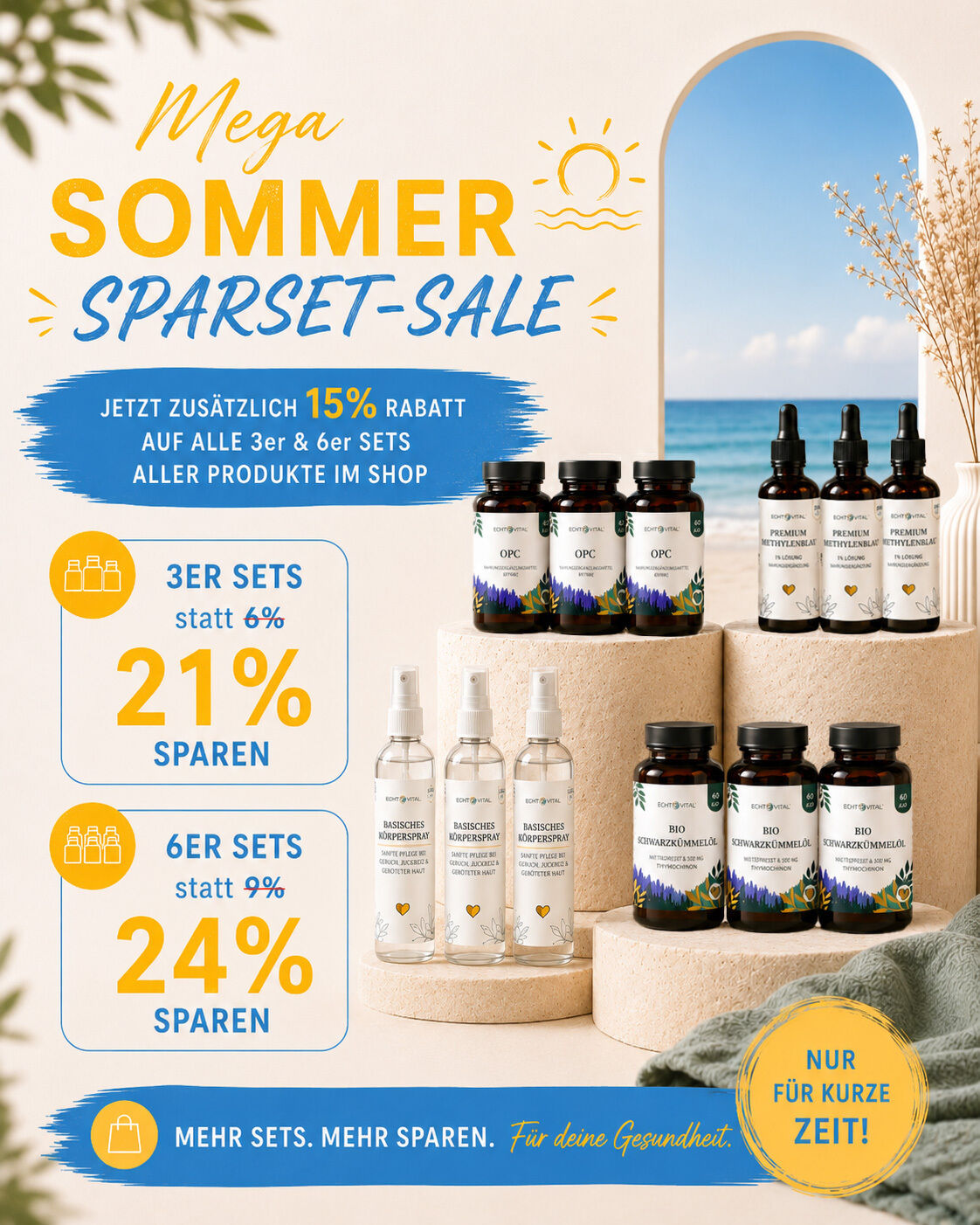 Mega Sommer Sparset-Sale - 21 % auf 3er Sets, 24 % auf 6er Sets